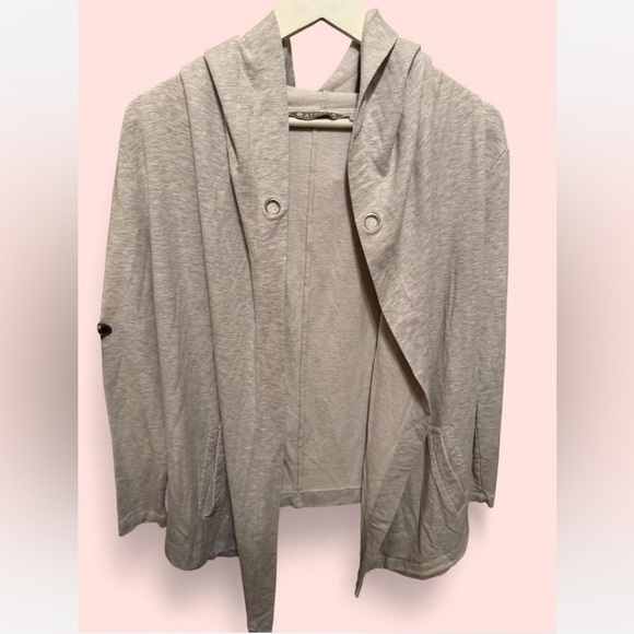 Athleta Vista Wrap Light Gray hooded Cardigan - missing string XS - Picture 4 of 6